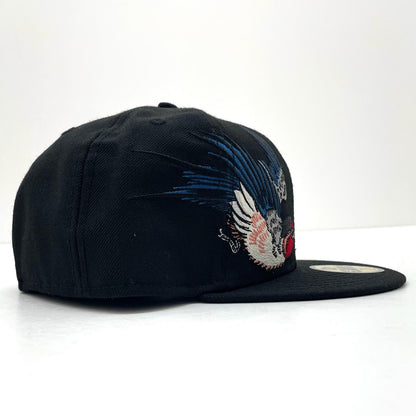 【中古】NEW ERA×石川真澄 | ニューエラ 7 1/2 (59.6cm)　浮世絵師 燕キャップ 帽子　ブラック【尾張小牧店】