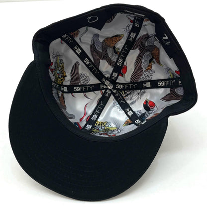 【中古】NEW ERA×石川真澄 | ニューエラ 7 1/2 (59.6cm)　浮世絵師 燕キャップ 帽子　ブラック【尾張小牧店】