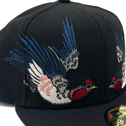 【中古】NEW ERA×石川真澄 | ニューエラ 7 1/2 (59.6cm)　浮世絵師 燕キャップ 帽子　ブラック【尾張小牧店】