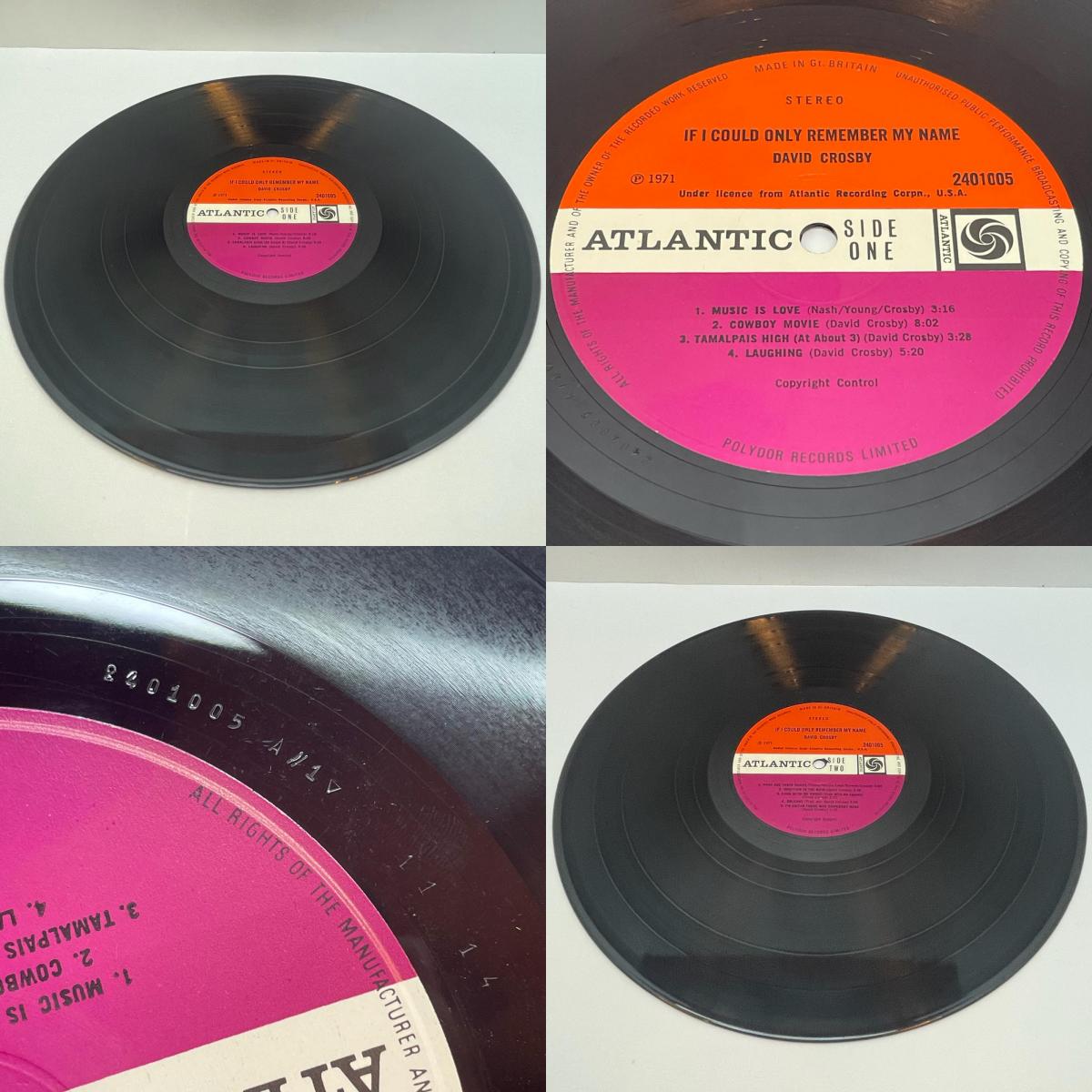 【尾張小牧店】LP デヴィッド・クロスビー / If I Could Only Remember My Name UK 2401005 プラムレベル マトA//1▽11 14刻印【レトロ】【中古】