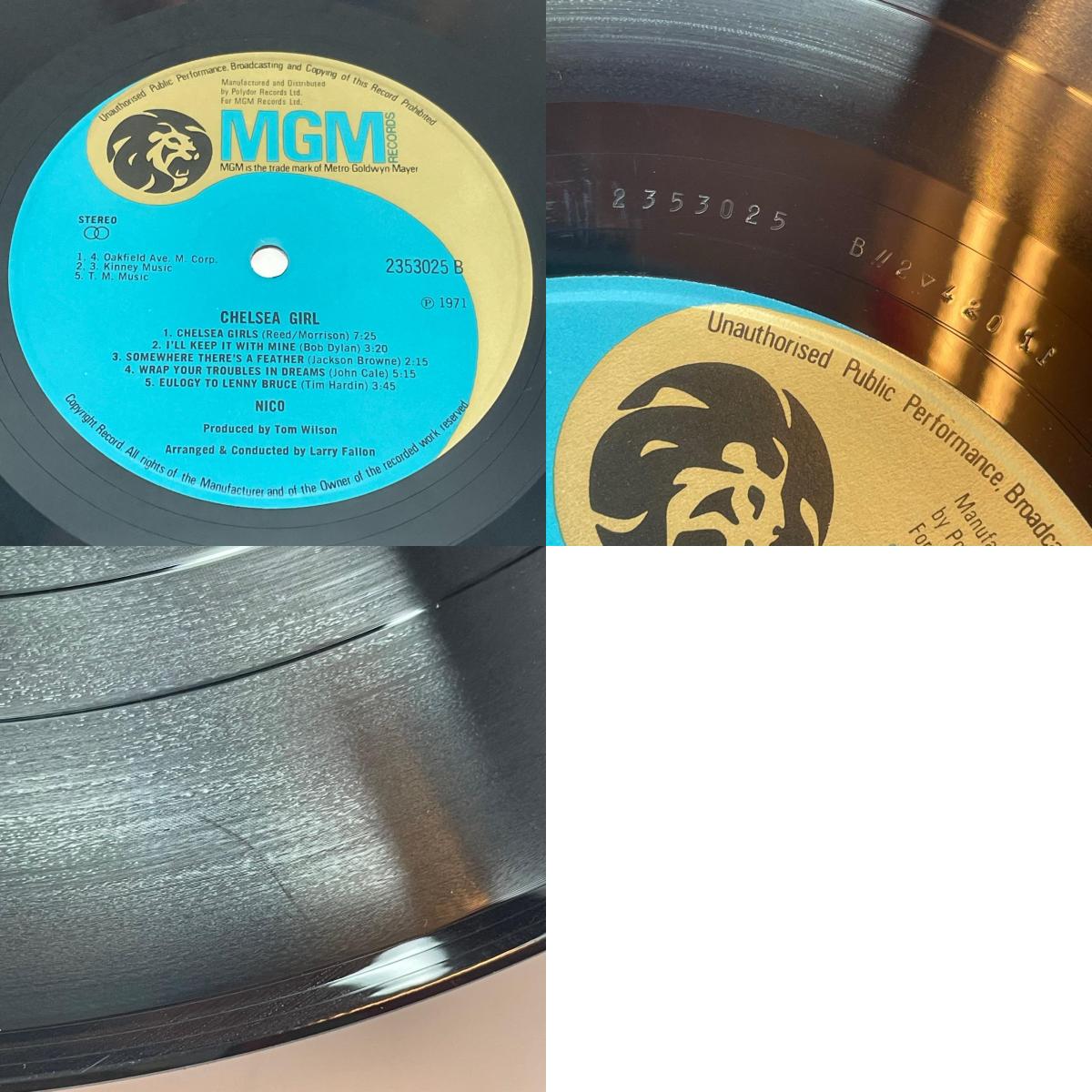 【尾張小牧店】LP NICO / CHELSEA GIRL 2353 025　MGM青金ライオンレベル / マトA//1 ▽420刻印【レトロ】【中古】