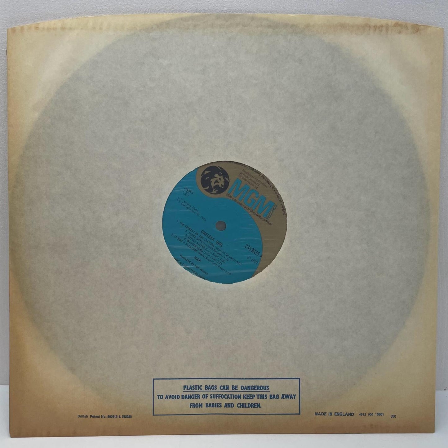 【尾張小牧店】LP NICO / CHELSEA GIRL 2353 025　MGM青金ライオンレベル / マトA//1 ▽420刻印【レトロ】【中古】