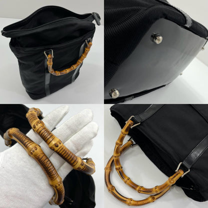 【中古】GUCCI | グッチ バンブー トートバッグ ハンドバッグ ナイロン 001･1998･0508 ブラック【尾張小牧店】