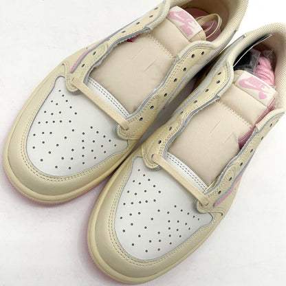 【中古】NIKE×Travis Scott | ナイキ×トラヴィススコット Air Jordan 1 Retro Low OG "Muslin/Shy Pink"　エアジョーダン1 レトロ ロー OG "モスリン/シャイピンク" スニーカー 靴　IQ7604-100 ベージュ×ホワイト×ピンク 27.5cm【尾張小牧店】