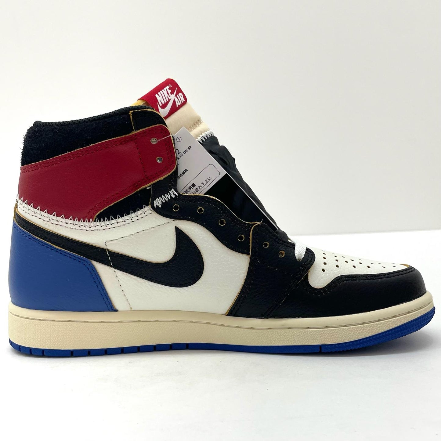 【中古】NIKE×fragment design × UNION | ナイキ×フラグメントデザイン × ユニオン Air Jordan 1 High OG "Black/Varsity Red"　エアジョーダン1 ハイ OG "ブラック/バーシティレッド" スニーカー IO7847-002 ブラック×ホワイト×ブルー×レッド 27cm【尾張小牧店】