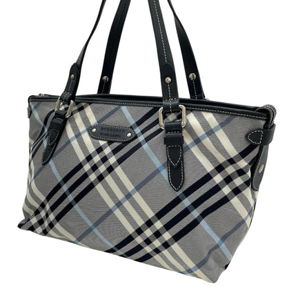 【中古】BURBERRY BLUE LABEL | バーバリーブルーレーベル　チェック柄 トートバッグ ネイビー×ホワイト×ブルー【尾張小牧店】