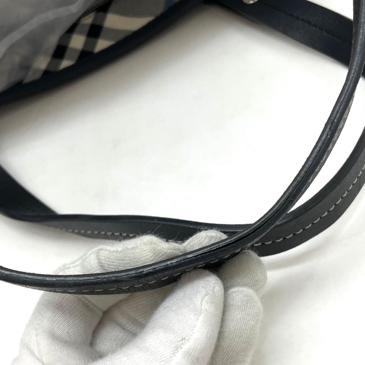 【中古】BURBERRY BLUE LABEL | バーバリーブルーレーベル　チェック柄 トートバッグ ネイビー×ホワイト×ブルー【尾張小牧店】