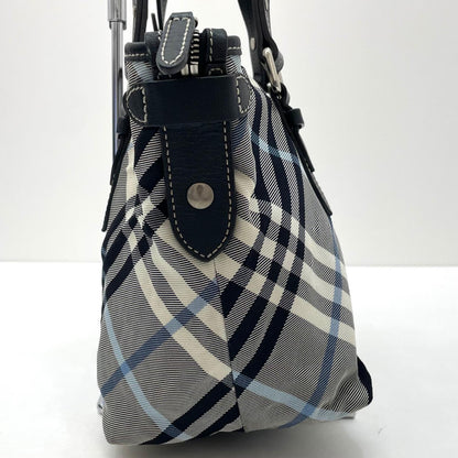 【中古】BURBERRY BLUE LABEL | バーバリーブルーレーベル　チェック柄 トートバッグ ネイビー×ホワイト×ブルー【尾張小牧店】