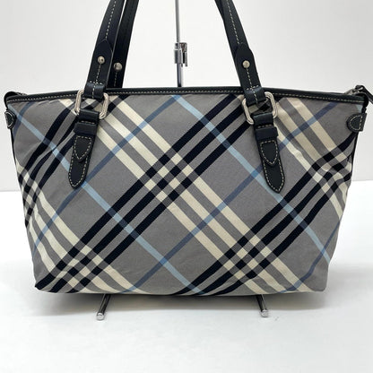 【中古】BURBERRY BLUE LABEL | バーバリーブルーレーベル　チェック柄 トートバッグ ネイビー×ホワイト×ブルー【尾張小牧店】