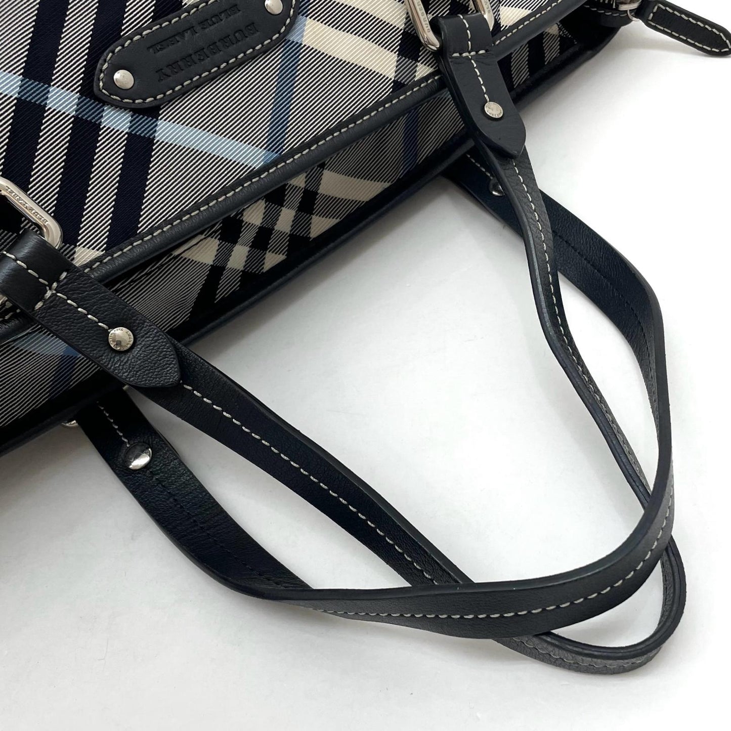 【中古】BURBERRY BLUE LABEL | バーバリーブルーレーベル　チェック柄 トートバッグ ネイビー×ホワイト×ブルー【尾張小牧店】