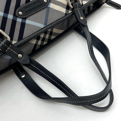 【中古】BURBERRY BLUE LABEL | バーバリーブルーレーベル　チェック柄 トートバッグ ネイビー×ホワイト×ブルー【尾張小牧店】