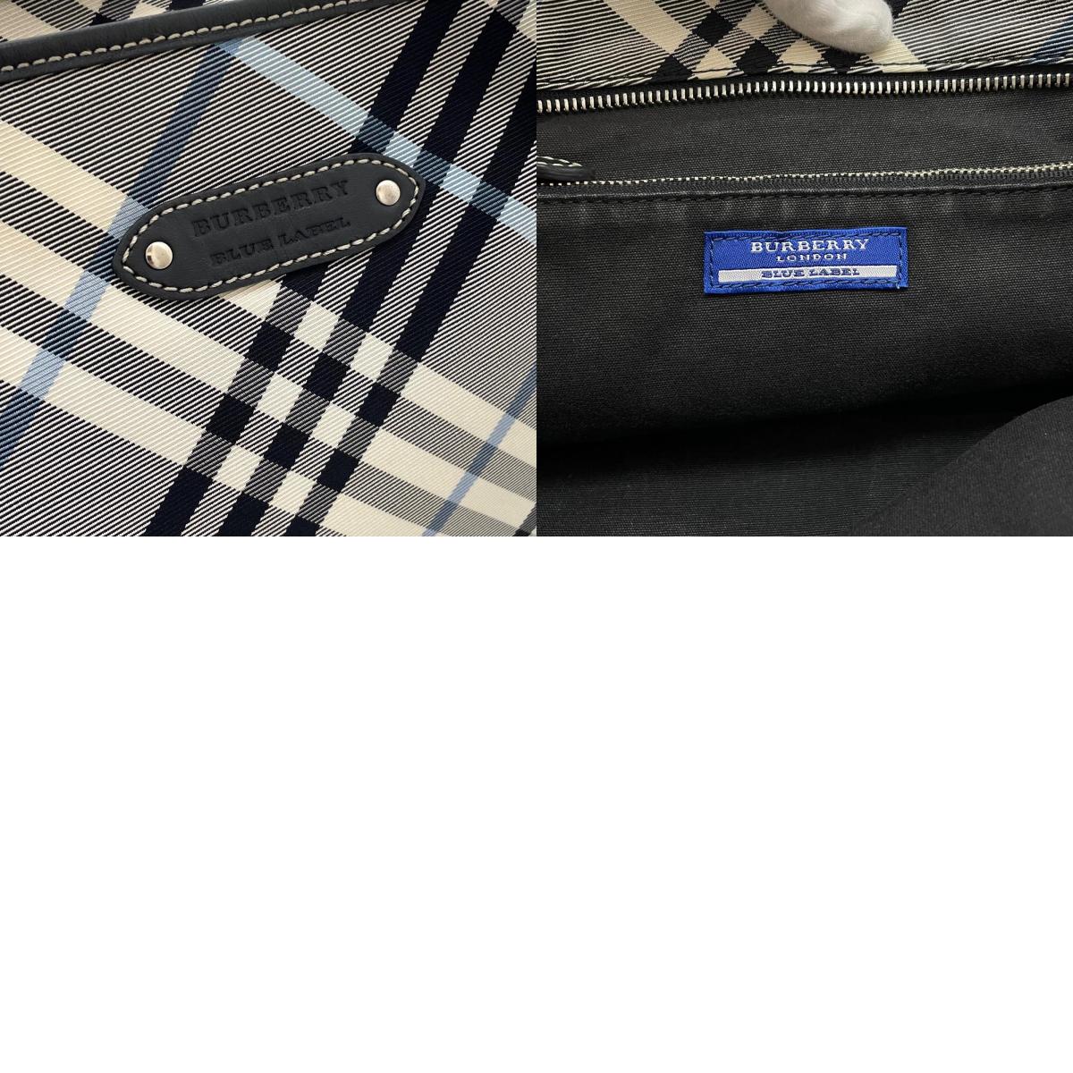 【中古】BURBERRY BLUE LABEL | バーバリーブルーレーベル　チェック柄 トートバッグ ネイビー×ホワイト×ブルー【尾張小牧店】