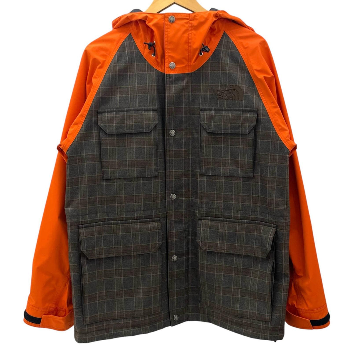 【中古】JUNYA WATANABE | ジュンヤワタナベ ウールエステルチェック×ナイロンオックス チェック柄マウンテンパーカー WJ-J908 オレンジ×ブラウン サイズ：M【尾張小牧店】
