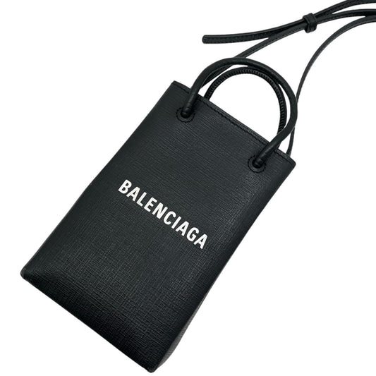 【中古】BALENCIAGA | バレンシアガ　ショッピングフォンホルダー ショルダーバッグ 528655　ブラック【尾張小牧店】