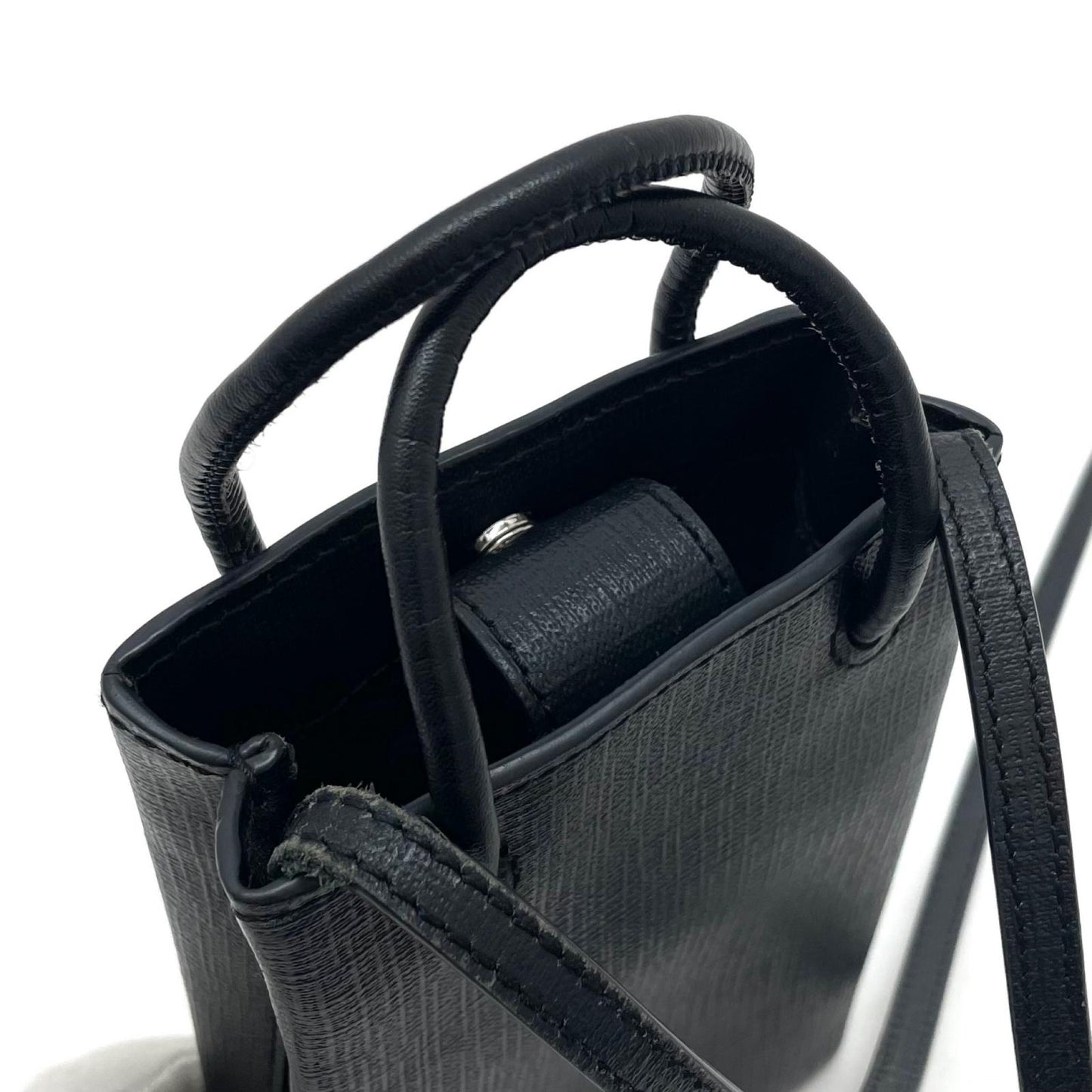 【中古】BALENCIAGA | バレンシアガ　ショッピングフォンホルダー ショルダーバッグ 528655　ブラック【尾張小牧店】