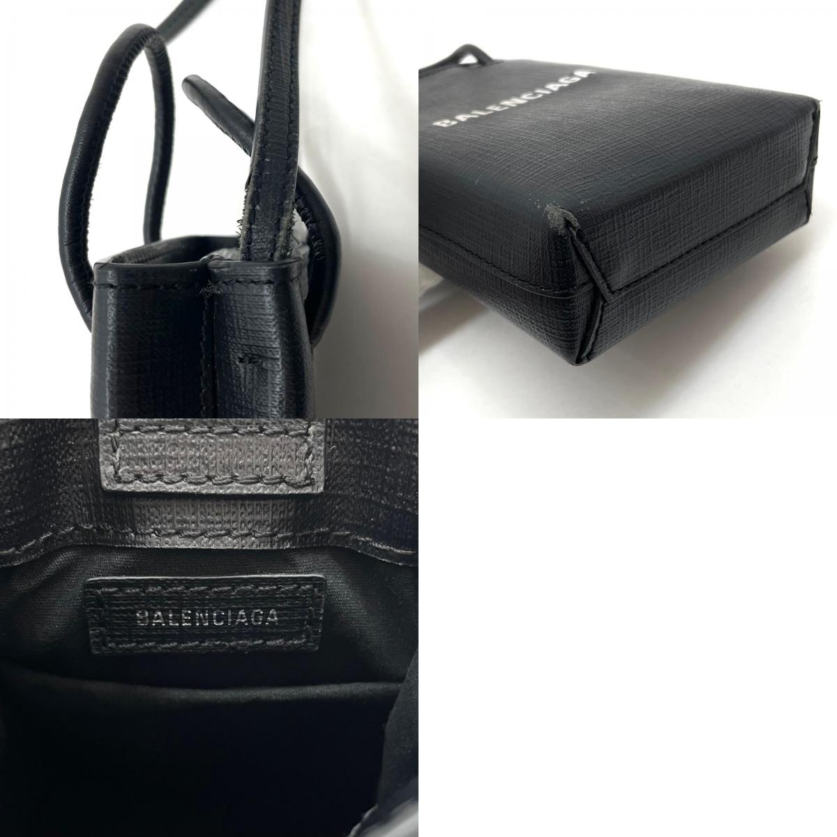 【中古】BALENCIAGA | バレンシアガ　ショッピングフォンホルダー ショルダーバッグ 528655　ブラック【尾張小牧店】