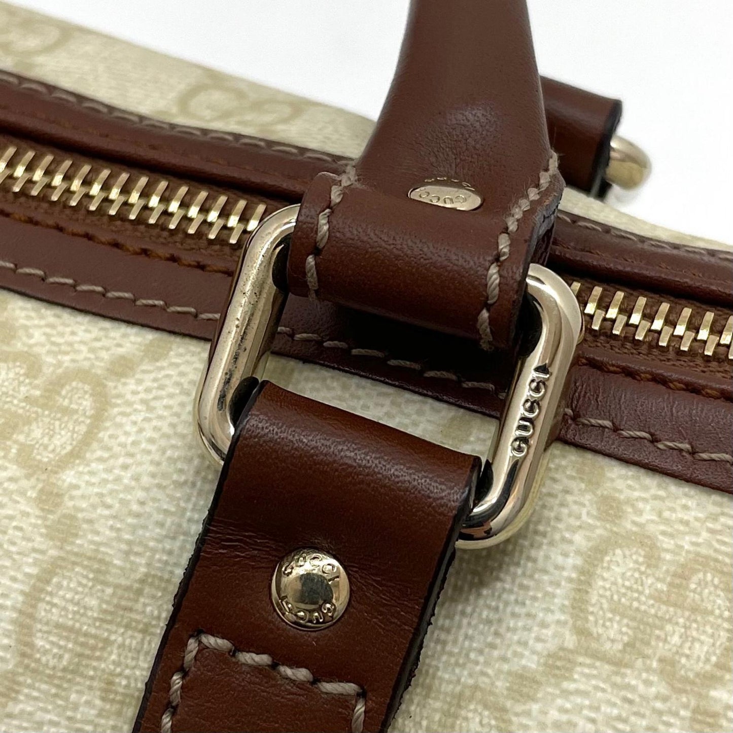 【中古】GUCCI | グッチ　GGスプリーム ハンドバッグ 193604　アイボリー×ブラウン【尾張小牧店】