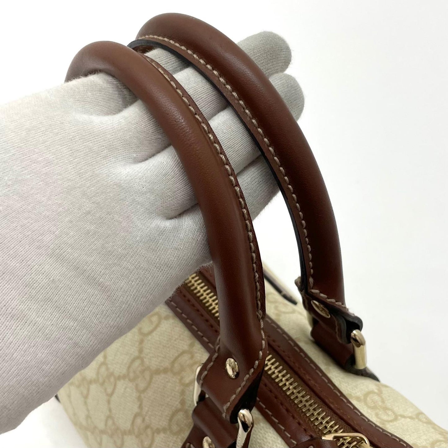 【中古】GUCCI | グッチ　GGスプリーム ハンドバッグ 193604　アイボリー×ブラウン【尾張小牧店】
