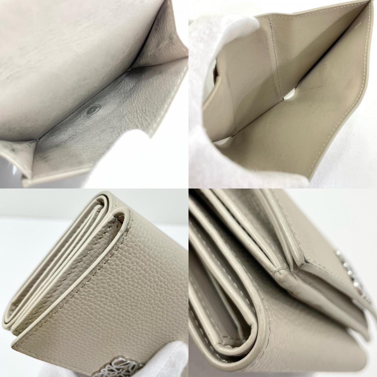 【中古】LOEWE | ロエベ アナグラム トライフォールド ウォレット コンパクト 三つ折り財布 C821TR2X16 クレイ グレー【尾張小牧店】