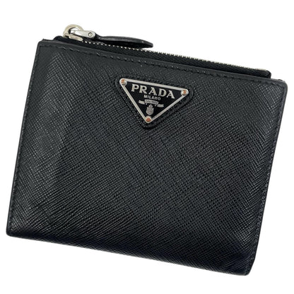 【中古】PRADA | プラダ サフィアーノ トライアングル 二つ折り財布 1ML050 ブラック【尾張小牧店】