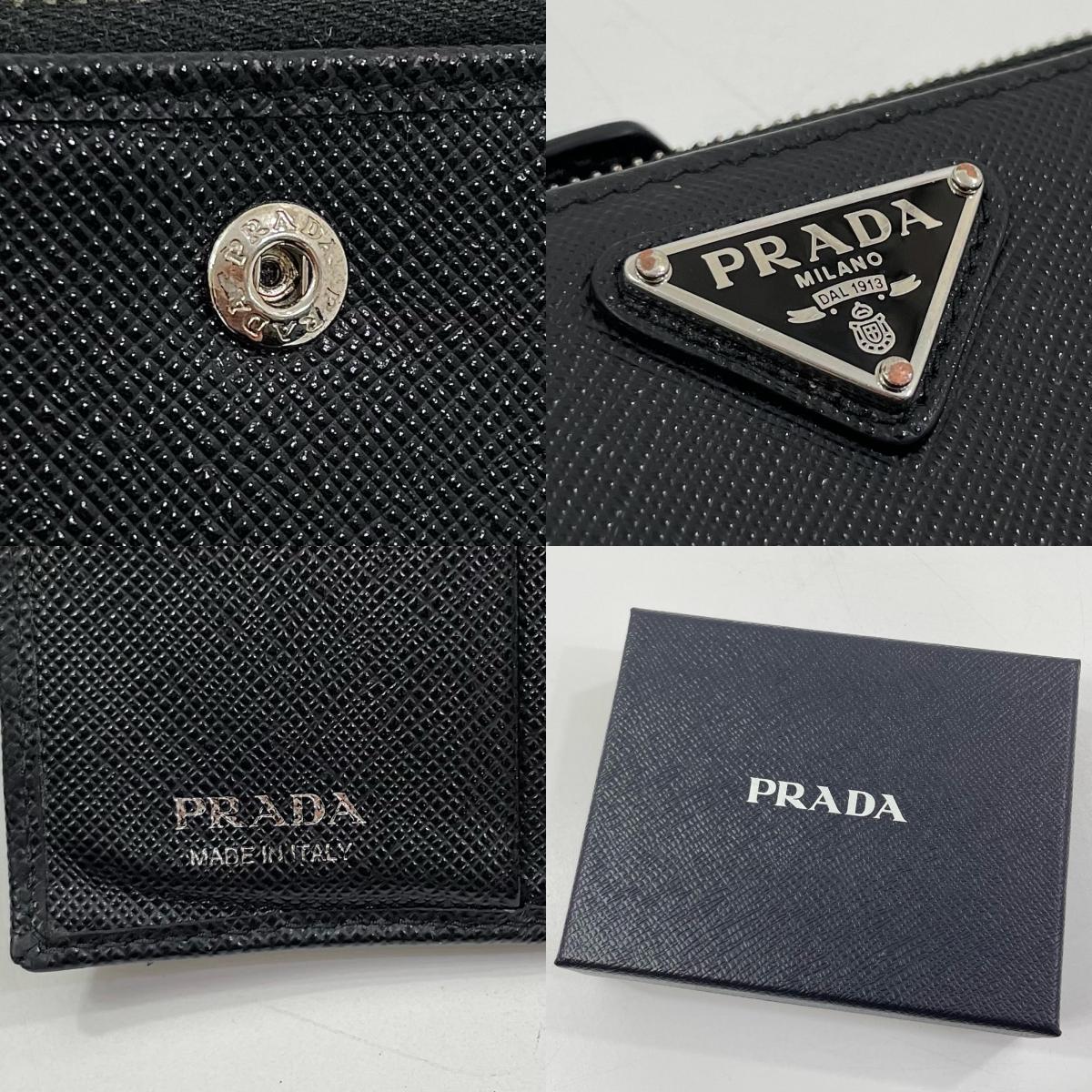 【中古】PRADA | プラダ サフィアーノ トライアングル 二つ折り財布 1ML050 ブラック【尾張小牧店】
