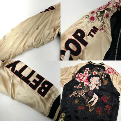 【中古】絡繰魂(KARAKURI TAMASHII) | カラクリダマシイ BETTY BOOP　リバーシブル スーベニアジャケット スカジャン　ブラック サイズ：XL【尾張小牧店】