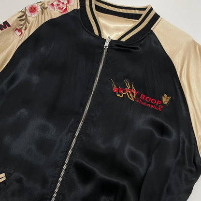 【中古】絡繰魂(KARAKURI TAMASHII) | カラクリダマシイ BETTY BOOP　リバーシブル スーベニアジャケット スカジャン　ブラック サイズ：XL【尾張小牧店】