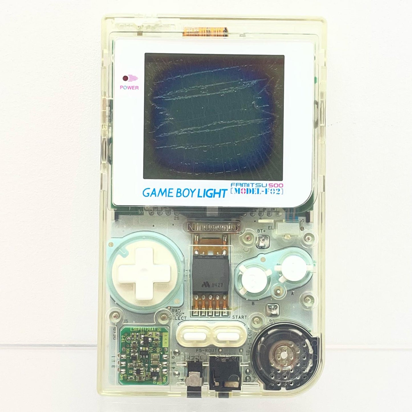 【尾張小牧店】任天堂 GAME BOY LIGHT アスキー印刷限定 ファミ通500号記念モデル MODEL-F02 箱説 / 通電ELライト点灯OK 訳あり【レトロ】【中古】