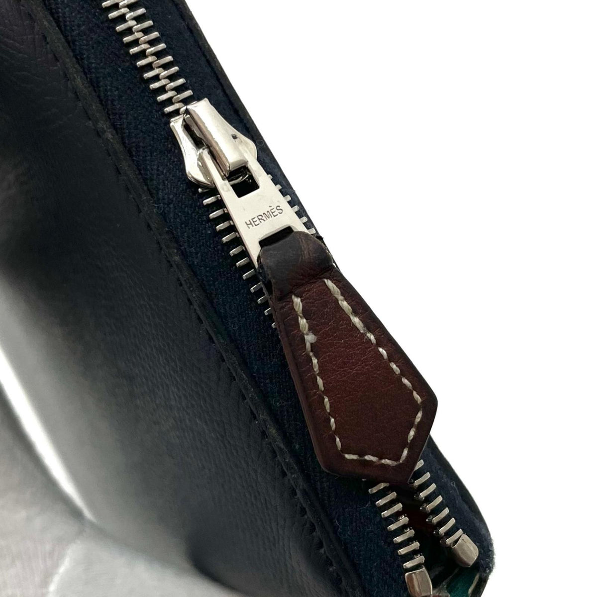 【中古】HERMES | エルメス　アザップロングシルクイン ラウンドファスナー長財布 ネイビー【尾張小牧店】