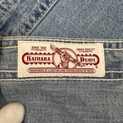 【中古】STUSSY | ステューシー WORK DENIM SHIRT 9.5oz カイハラ セルビッジ 長袖ワークシャツ　ブルー サイズ：L【尾張小牧店】