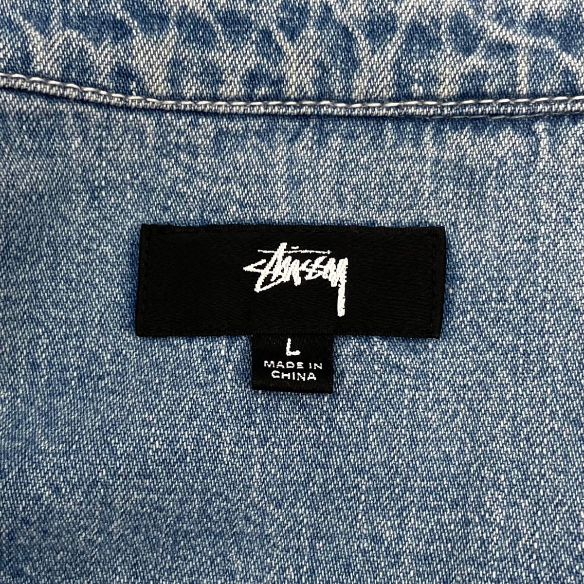 【中古】STUSSY | ステューシー WORK DENIM SHIRT 9.5oz カイハラ セルビッジ 長袖ワークシャツ　ブルー サイズ：L【尾張小牧店】