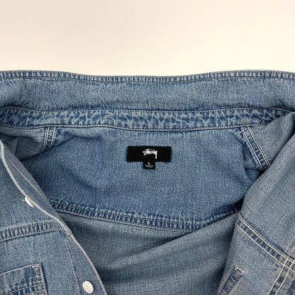 【中古】STUSSY | ステューシー WORK DENIM SHIRT 9.5oz カイハラ セルビッジ 長袖ワークシャツ　ブルー サイズ：L【尾張小牧店】