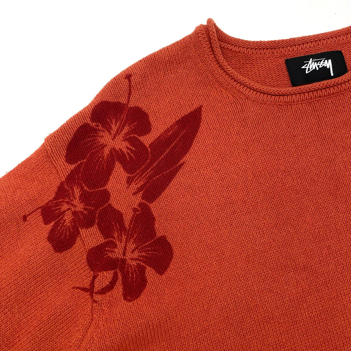 【中古】STUSSY | ステューシー FLORAL ROLL NECK SWEATER 長袖ニット オレンジ サイズ：L【尾張小牧店】