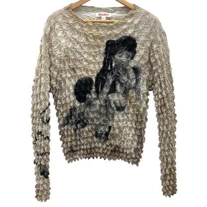 【中古】 MASU | エムエーエスユー　23AW MARRIAGE POPCORN SWEATSHIRT マリッジ ポップコーン スウェットシャツ 長袖Tシャツ　MFFW-CS0623 アイボリー サイズ：46【尾張小牧店】