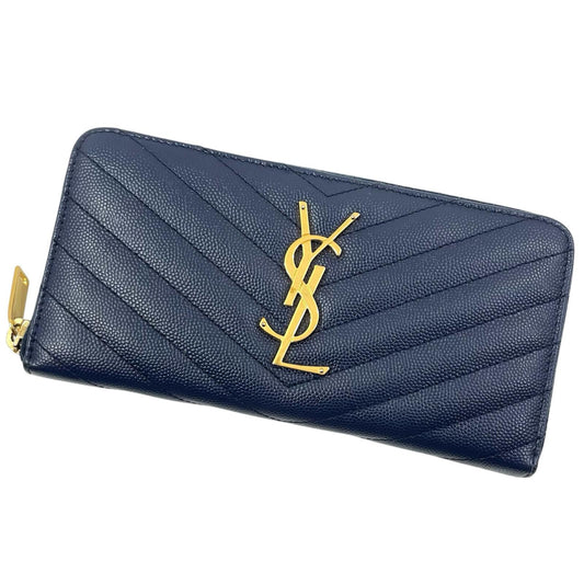 【中古】SAINT LAURENT | サンローラン カサンドラ ラウンドファスナー 長財布 358094 ネイビー【尾張小牧店】