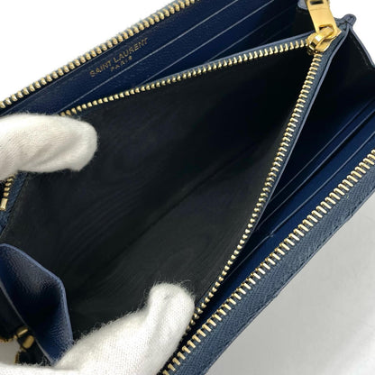 【中古】SAINT LAURENT | サンローラン カサンドラ ラウンドファスナー 長財布 358094 ネイビー【尾張小牧店】