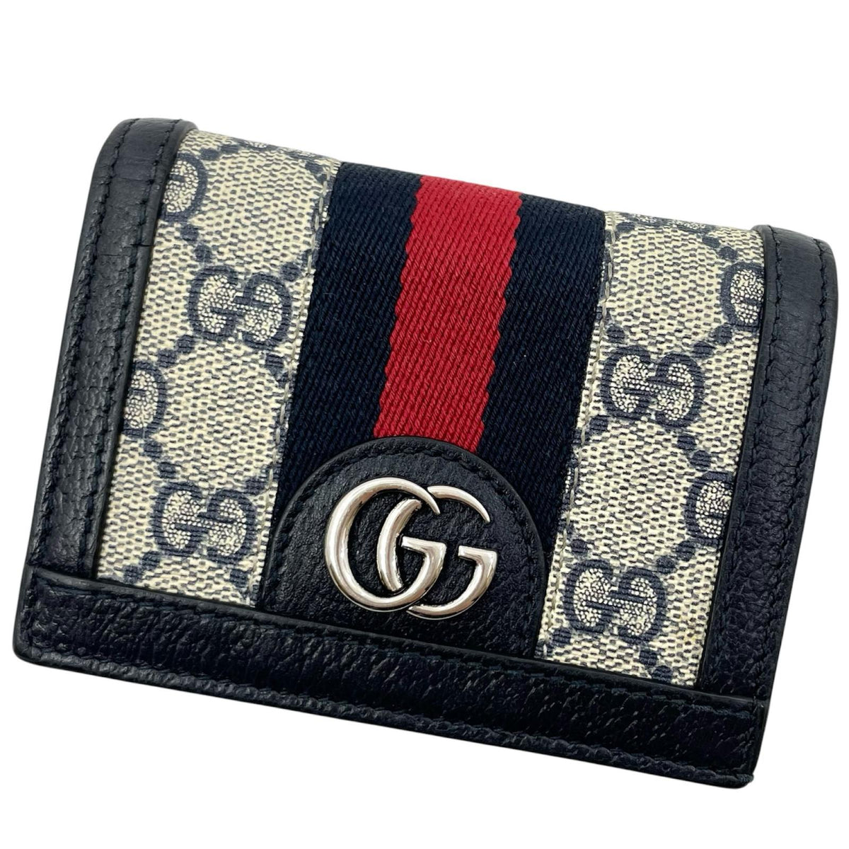 【中古】GUCCI | グッチ オフィディア GG コンパクトウォレット 二つ折り財布 523155･0416 ネイビー【尾張小牧店】