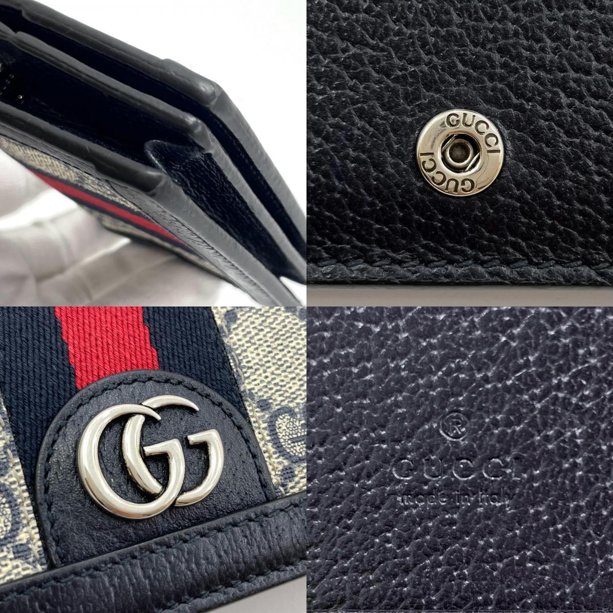 【中古】GUCCI | グッチ オフィディア GG コンパクトウォレット 二つ折り財布 523155･0416 ネイビー【尾張小牧店】