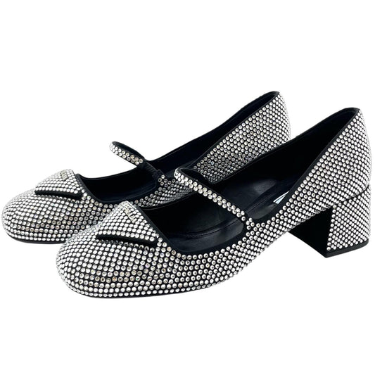 【中古】PRADA | プラダ クリスタル ラインストーン パンプス 11755M シルバー【尾張小牧店】