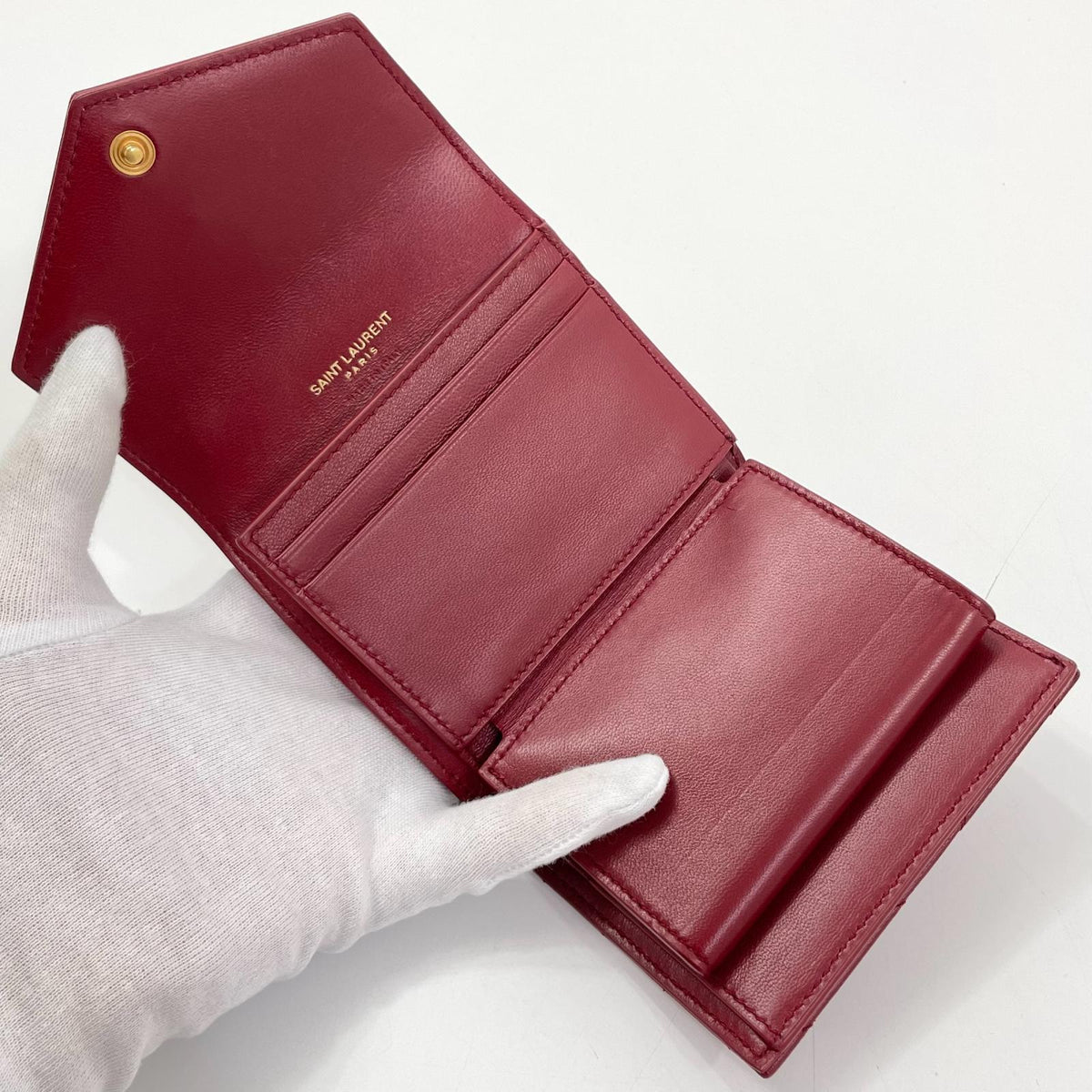 【中古】SAINT LAURENT | サンローラン カサンドラ 二つ折り財布 692061 レッド【尾張小牧店】