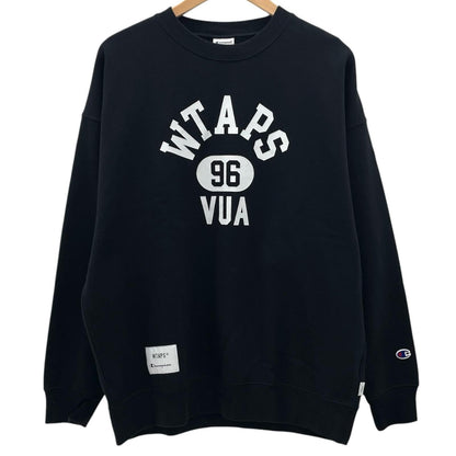 【中古】W)TAPS | ダブルタップス　24AW WTAPS x Champion Academy / Crew Neck / CTPL 長袖スウェット C8-B024 ブラック サイズ：M【尾張小牧店】
