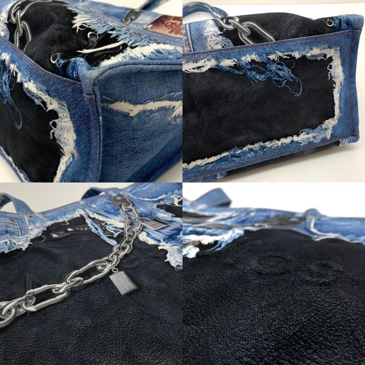 【中古】ACNE STUDIOS | アクネストゥディオズ Trompe L'oeil Print Tote 'Mid Blue'　トートバッグ C10270 ブルー【尾張小牧店】