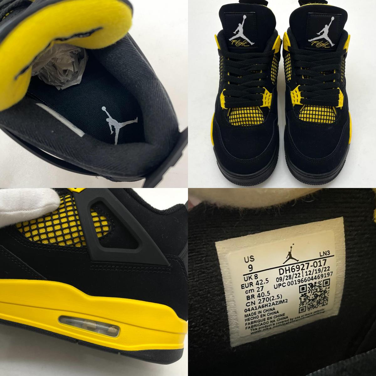 【中古】NIKE | ナイキ Air Jordan 4 Retro "Thunder"/エアジョーダン4 レトロ "サンダー"　スニーカー 靴　DH6927-017 ブラック×イエロー 27cm【尾張小牧店】