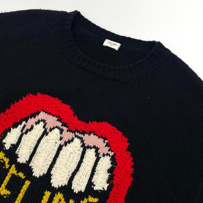 【中古】CELINE | セリーヌ　21SS THE DANCING KID Loose Crew Neck Knit 長袖ニット 2A04L714M ブラック サイズ：S【尾張小牧店】