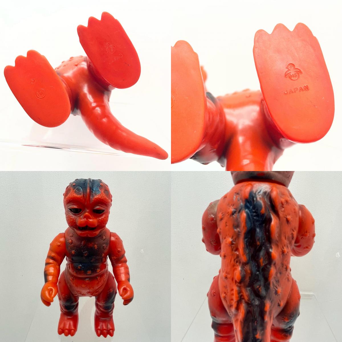 【尾張小牧店】当時物 島田トーイ わんぱく怪獣 ミニラ STソフビ ひよこマーク 赤成型×青黒銀スプレー ゴジラ【レトロ】【中古】