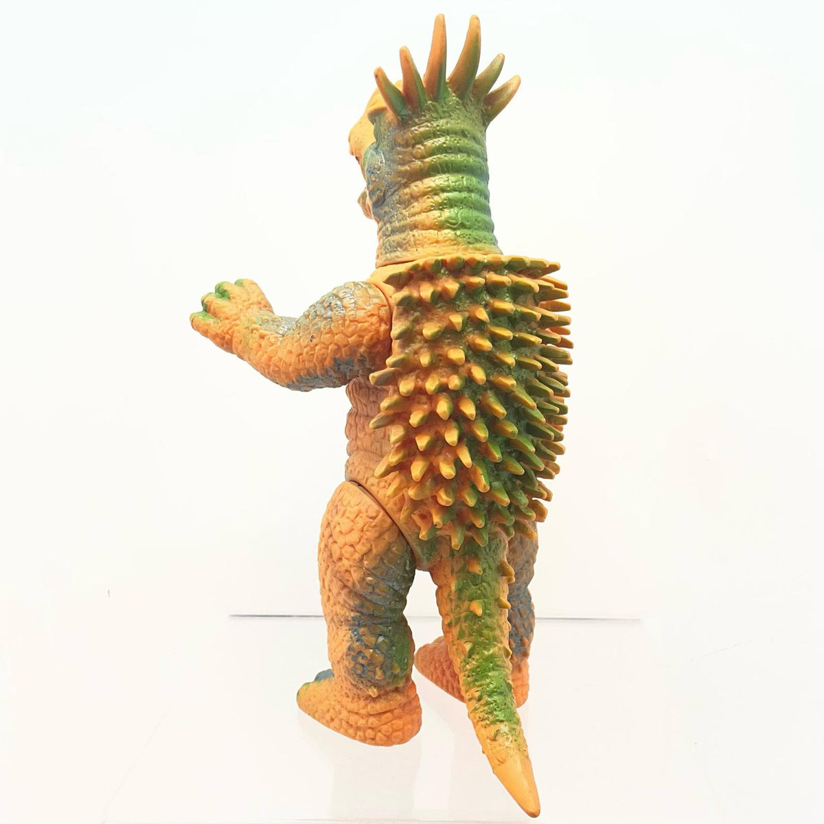 【尾張小牧店】当時物 ブルマァク 暴竜 アンギラス STソフビ オレンジ成型×緑青銀スプレー ゴジラ【レトロ】【中古】