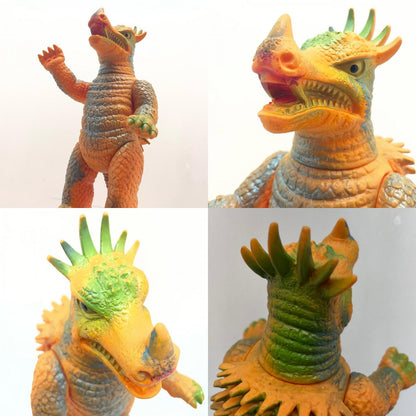 【尾張小牧店】当時物 ブルマァク 暴竜 アンギラス STソフビ オレンジ成型×緑青銀スプレー ゴジラ【レトロ】【中古】