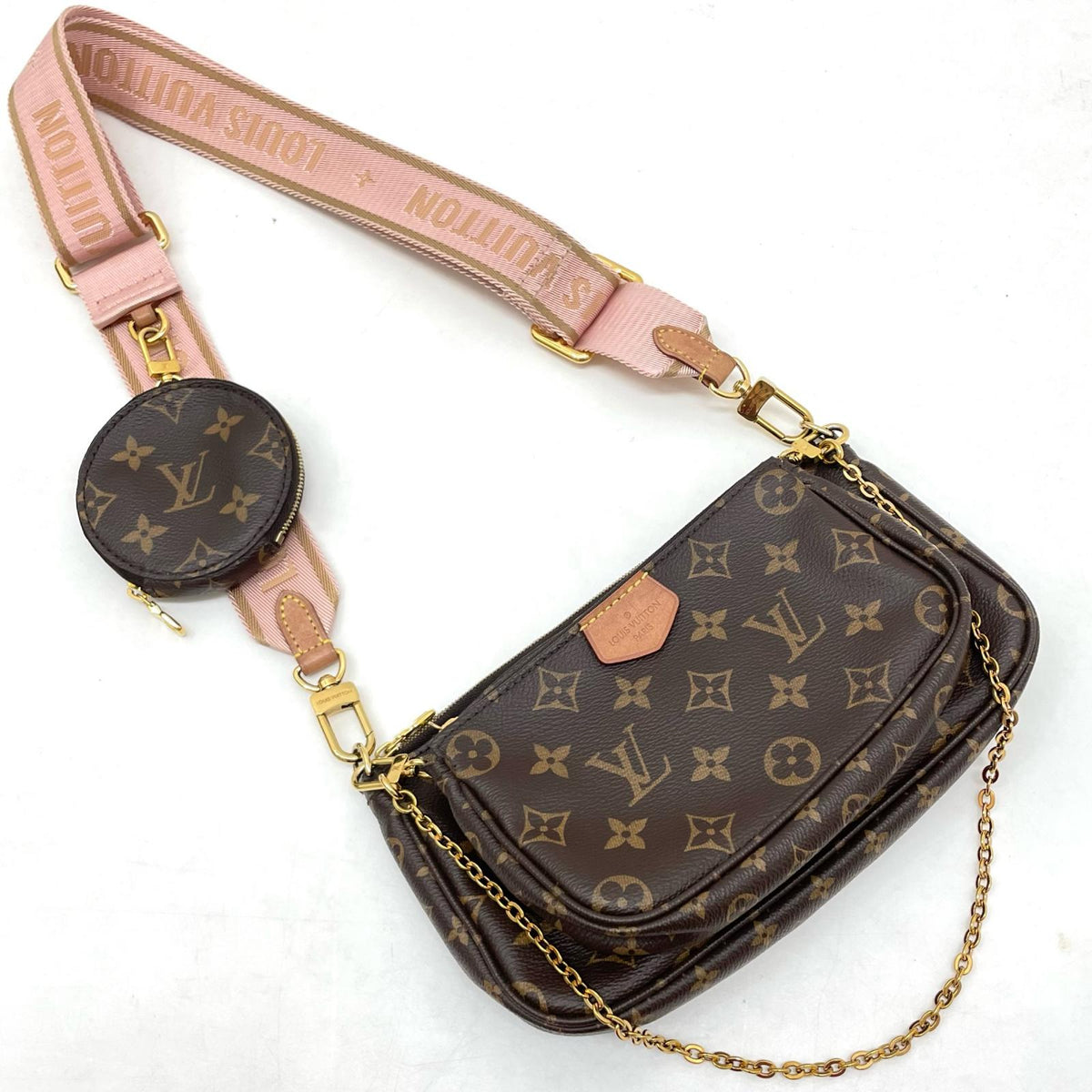 【中古】LOUIS VUITTON | ルイ・ヴィトン ミュルティ ポシェット アクセソワール モノグラム 2way 3way ショルダーバッグ M44840 ブラウン ローズクレール【尾張小牧店】