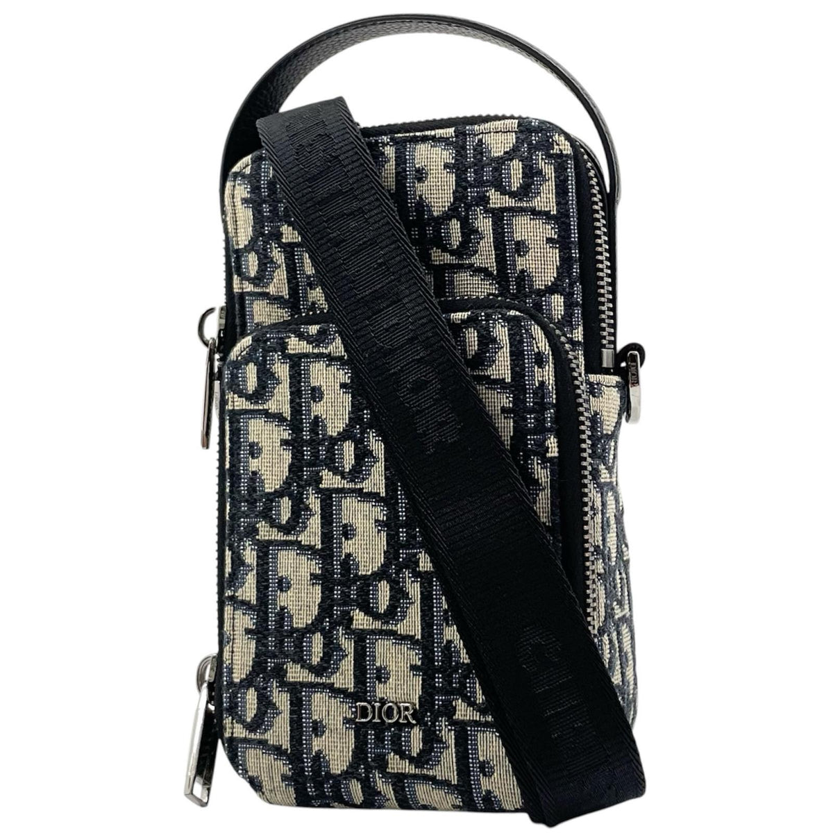 【中古】Christian Dior | クリスチャンディオール オブリーク ライダー マイクロ ポーチ ジャガード ショルダーバッグ ネイビー【尾張小牧店】