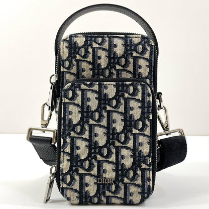 【中古】Christian Dior | クリスチャンディオール オブリーク ライダー マイクロ ポーチ ジャガード ショルダーバッグ ネイビー【尾張小牧店】